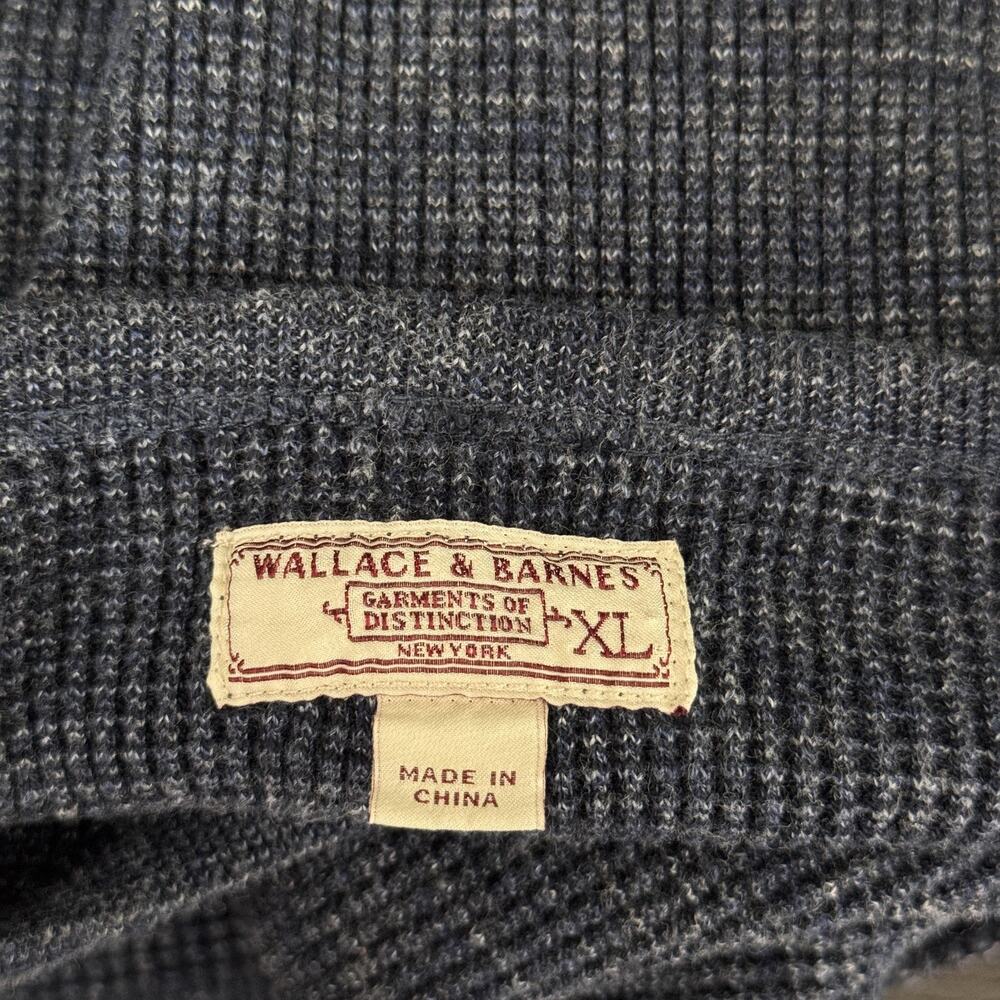 Wallace & Barnes J Crew Sweater Mens XL Waffle Knit Cotton Thermal Crewneck Blue - Picture 6 of 10